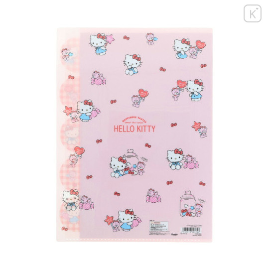 Japan Sanrio 5 Pockets A4 Clear File - Hello Kitty & Tiny Chum : Grid Red - 2