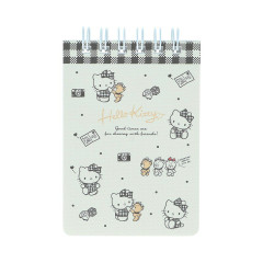 Japan Sanrio A7 Ring Memo - Hello Kitty & Tiny Chum : Grid Black