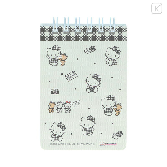 Japan Sanrio A7 Ring Memo - Hello Kitty & Tiny Chum : Grid Black - 2