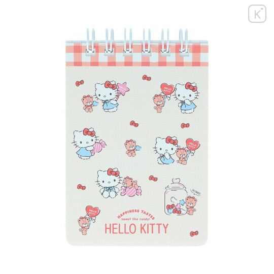 Japan Sanrio A7 Ring Memo - Hello Kitty & Tiny Chum : Grid Red - 1