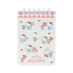 Japan Sanrio A7 Ring Memo - Hello Kitty & Tiny Chum : Grid Red