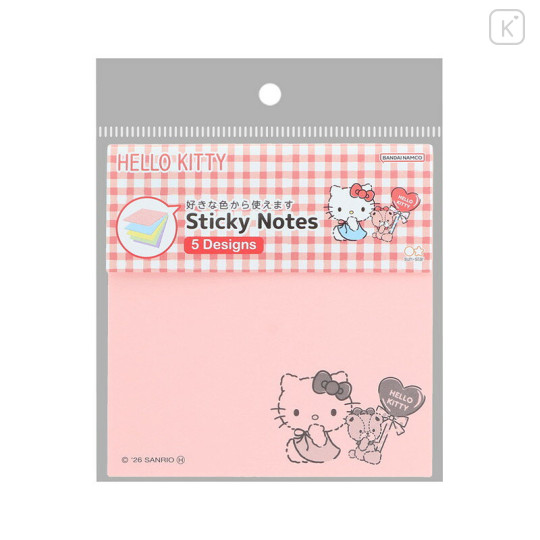 Japan Sanrio Tack Memo Sticky Notes - Hello Kitty & Tiny Chum : Grid Red - 1