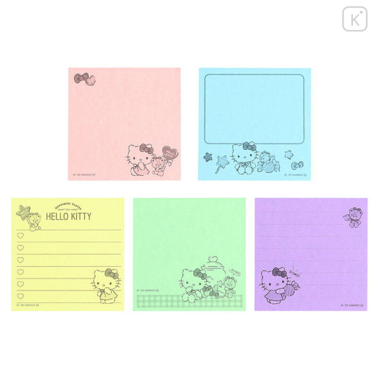 Japan Sanrio Tack Memo Sticky Notes - Hello Kitty & Tiny Chum : Grid Red - 3