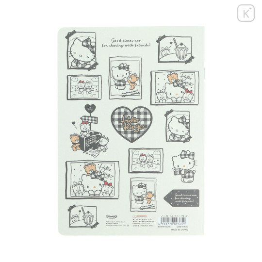 Japan Sanrio A5 Notebook - Hello Kitty & Tiny Chum : Grid Black - 2