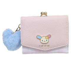 Japan Sanrio Plaid Badge Compact Wallet - Usahana : Pink