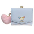 Japan Sanrio Plaid Badge Compact Wallet - Usahana : Blue - 1