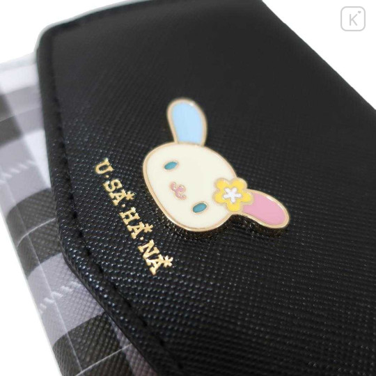 Japan Sanrio Plaid Badge Compact Wallet - Usahana : Blue - 4