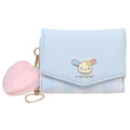 Japan Sanrio Plaid Badge Trifold Compact Wallet - Usahana : Blue - 1