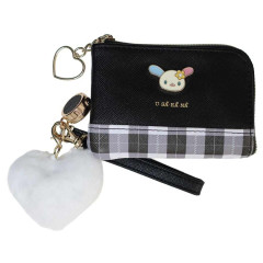 Japan Sanrio Plaid Badge Key Pass Case - Usahana : Black