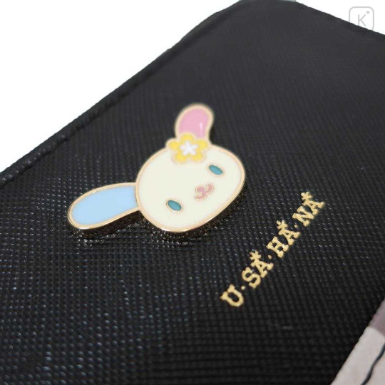 Japan Sanrio Plaid Badge Key Pass Case - Usahana : Black - 5