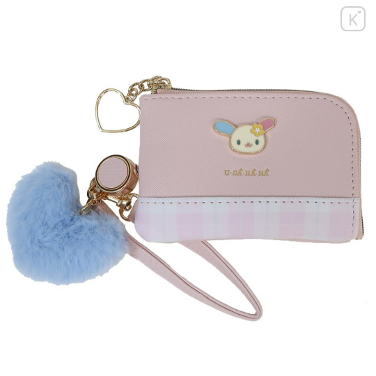 Japan Sanrio Plaid Badge Key Pass Case - Usahana : Pink - 1