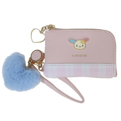 Japan Sanrio Plaid Badge Key Pass Case - Usahana : Pink