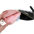 Japan Sanrio Plaid Badge Key Pass Case - Usahana : Pink - 3