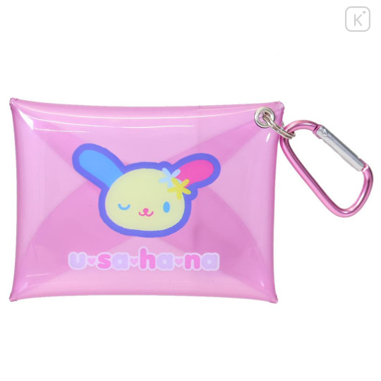 Japan Sanrio Mini Clear Pouch with Carabiner - Usahana - 1