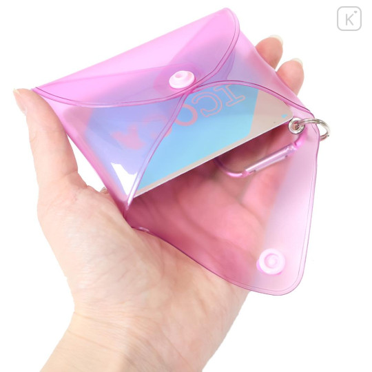 Japan Sanrio Mini Clear Pouch with Carabiner - Usahana - 3