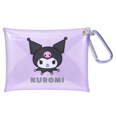 Japan Sanrio Mini Clear Pouch with Carabiner - Kuromi : Purple