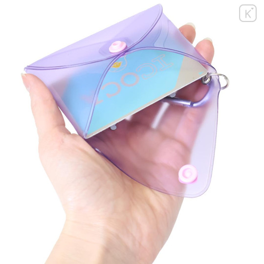 Japan Sanrio Mini Clear Pouch with Carabiner - Kuromi : Purple - 3