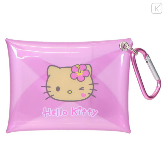 Japan Sanrio Mini Clear Pouch with Carabiner - Hello Kitty : Suntanned - 1