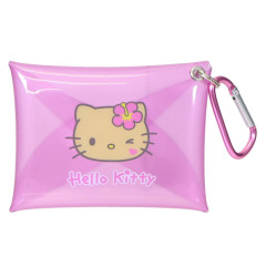 Japan Sanrio Mini Clear Pouch with Carabiner - Hello Kitty : Suntanned