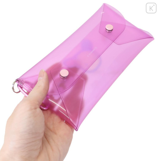 Japan Sanrio Long Clear Pouch with Carabiner - Usahana - 2