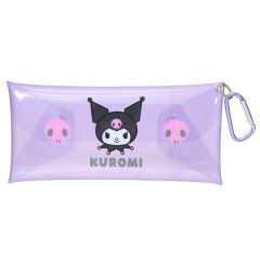 Japan Sanrio Long Clear Pouch with Carabiner - Kuromi : Purple