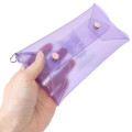 Japan Sanrio Long Clear Pouch with Carabiner - Kuromi : Purple - 2
