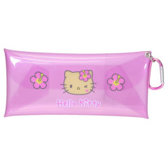 Japan Sanrio Long Clear Pouch with Carabiner - Hello Kitty : Suntanned