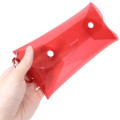 Japan Sanrio Long Clear Pouch with Carabiner - Hello Kitty : Red - 2