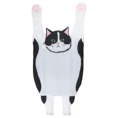 Japan Wonderful Peace Eco Shopping Bag & Mascot Pouch - Cat Swinging Hachiware Black White