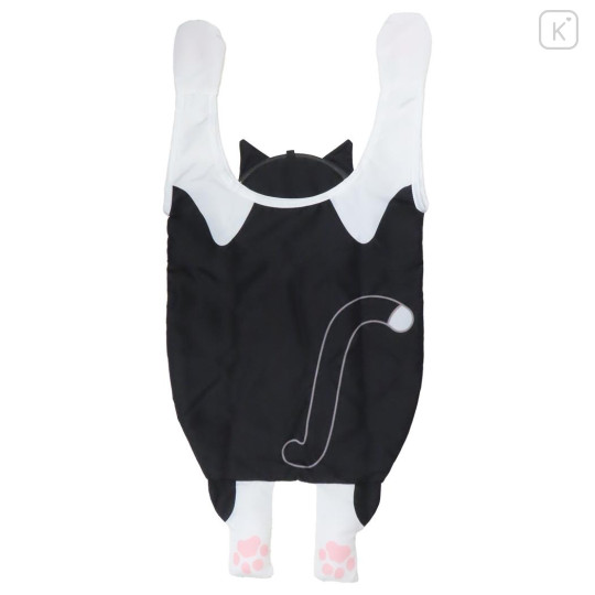 Japan Wonderful Peace Eco Shopping Bag & Mascot Pouch - Cat Swinging Hachiware Black White - 2