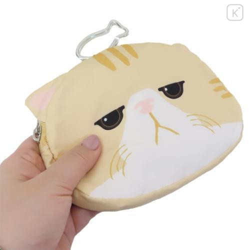 Japan Wonderful Peace Eco Shopping Bag & Mascot Pouch - Cat Swinging Cat breed Beige - 4