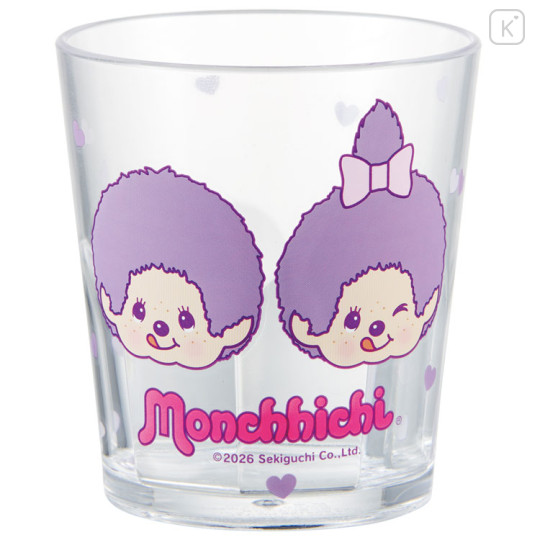 Japan Monchhichi Clear Acrylic Tumbler - Monchhichi-chan & Monchhichi-kun : Colors Purple - 1