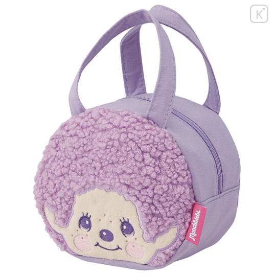 Japan Monchhichi Plush Die-Cut Mascot Handbag - Monchhichi-kun : Colors Purple Face - 1