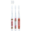 Japan Monchhichi Kids Toothbrush Set - Monchhichi-chan & Monchhichi-kun : Gingham Red - 1