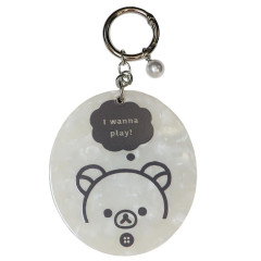 Japan San-X Mirror Keychain Bag Charm - Korilakkuma : Basic Rilakkuma Monochrome Pearl Marble