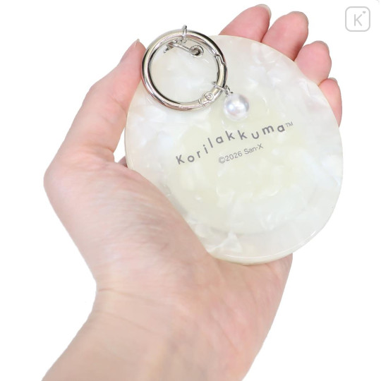 Japan San-X Mirror Keychain Bag Charm - Korilakkuma : Basic Rilakkuma Monochrome Pearl Marble - 2