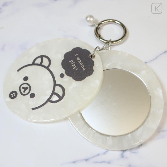 Japan San-X Mirror Keychain Bag Charm - Korilakkuma : Basic Rilakkuma Monochrome Pearl Marble - 3
