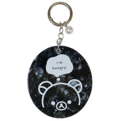 Japan San-X Mirror Keychain Bag Charm - Rilakkuma : Basic Rilakkuma Monochrome Pearl Marble