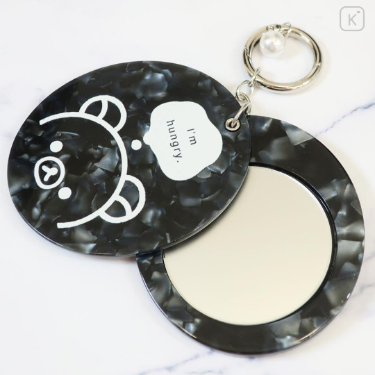 Japan San-X Mirror Keychain Bag Charm - Rilakkuma : Basic Rilakkuma Monochrome Pearl Marble - 3