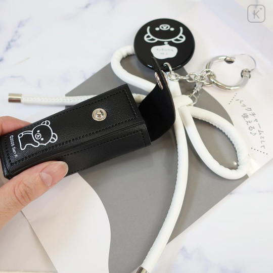 Japan San-X Lip Pouch Keychain Bag Charm - Rilakkuma : Basic Rilakkuma Monochrome - 2