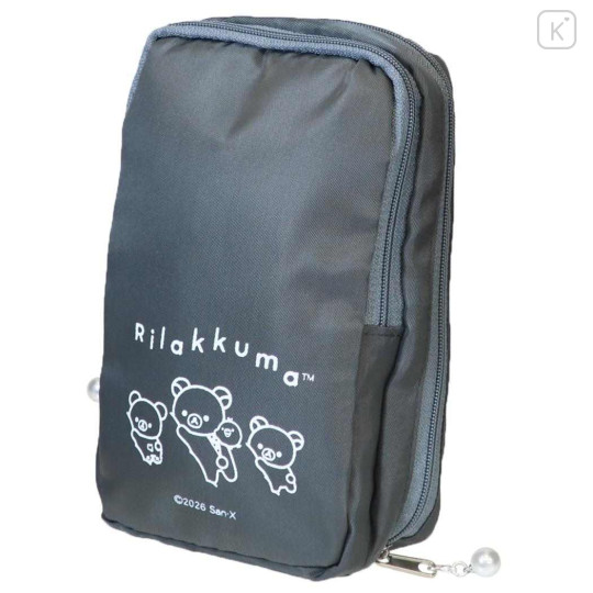 Japan San-X Vertical Cosmetic Pouch - Rilakkuma : Grey - 1