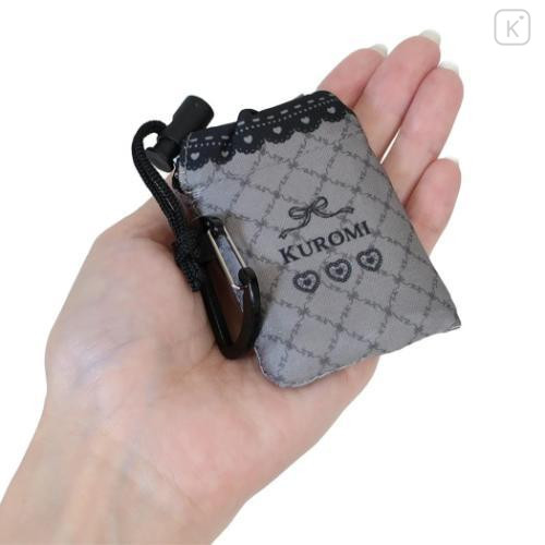 Japan Sanrio Drawstring Storage Mini Eco Bag - Kuromi : Lace - 5