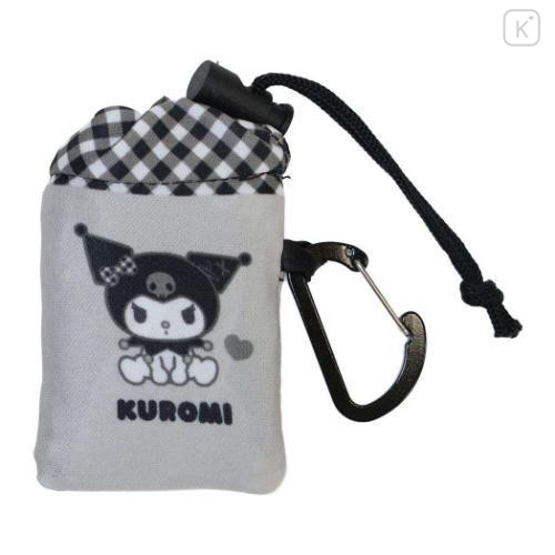 Japan Sanrio Drawstring Storage Mini Eco Bag - Kuromi : Gingham - 4