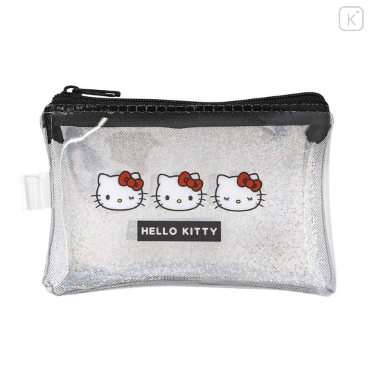 Japan Sanrio Glitter Flat Mini Pouch - Hello Kitty - 1