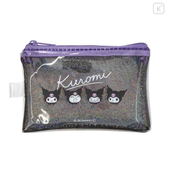 Japan Sanrio Glitter Flat Mini Pouch - Kuromi - 1