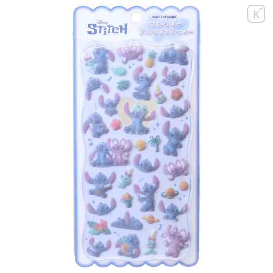 Japan Disney Flocky Drop Sticker - Stitch - 1