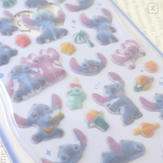 Japan Disney Flocky Drop Sticker - Stitch - 2