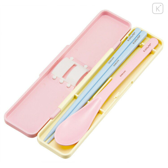 Japan San-X Chopsticks 18cm & Spoon with Case - Kiiroitori & Rilakkuma : Relax Pink - 2