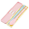 Japan San-X Chopsticks 18cm & Spoon with Case - Kiiroitori & Rilakkuma : Relax Pink - 2