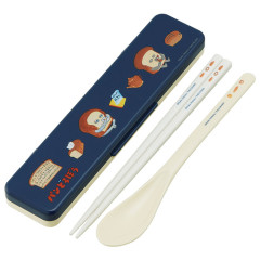 Japan Bread Thief Chopsticks 18cm & Spoon with Case - Navy White